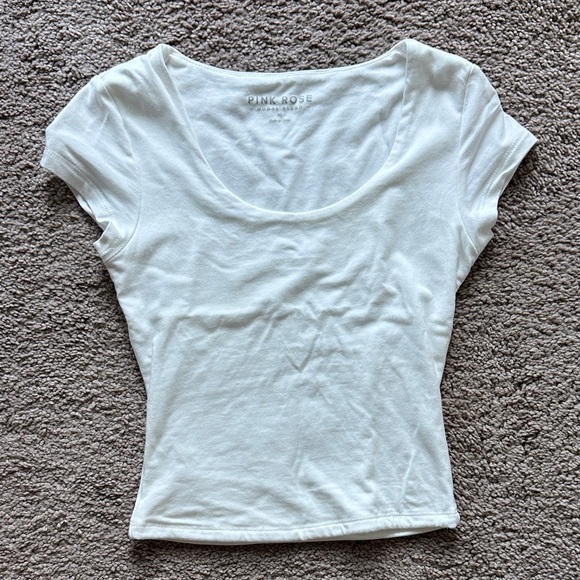 Pink Rose Women's Classic White Short Sleeve Tee - Picture 1 of 3